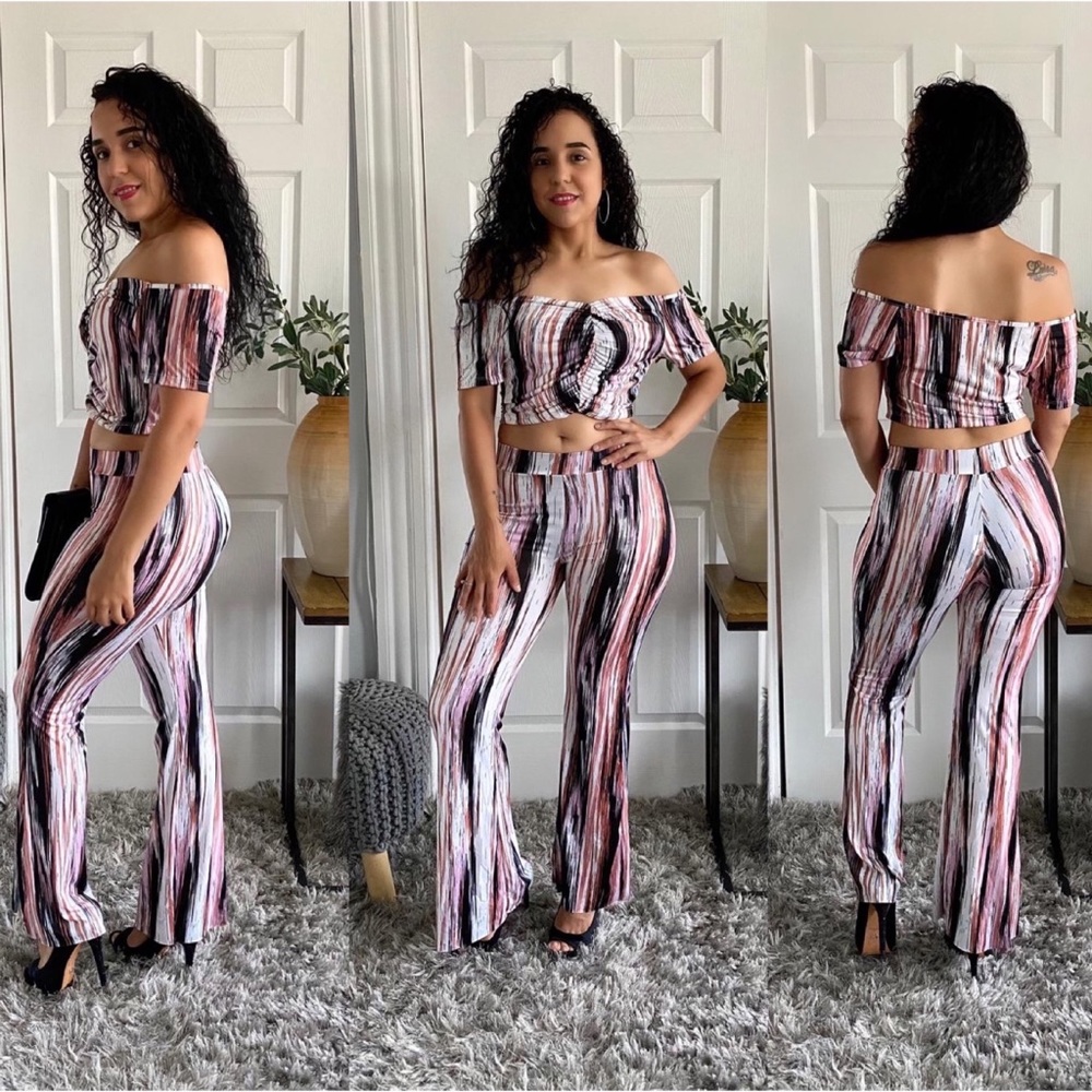 Women’s Tie Dye Crop Top & Flare Leg Trousers